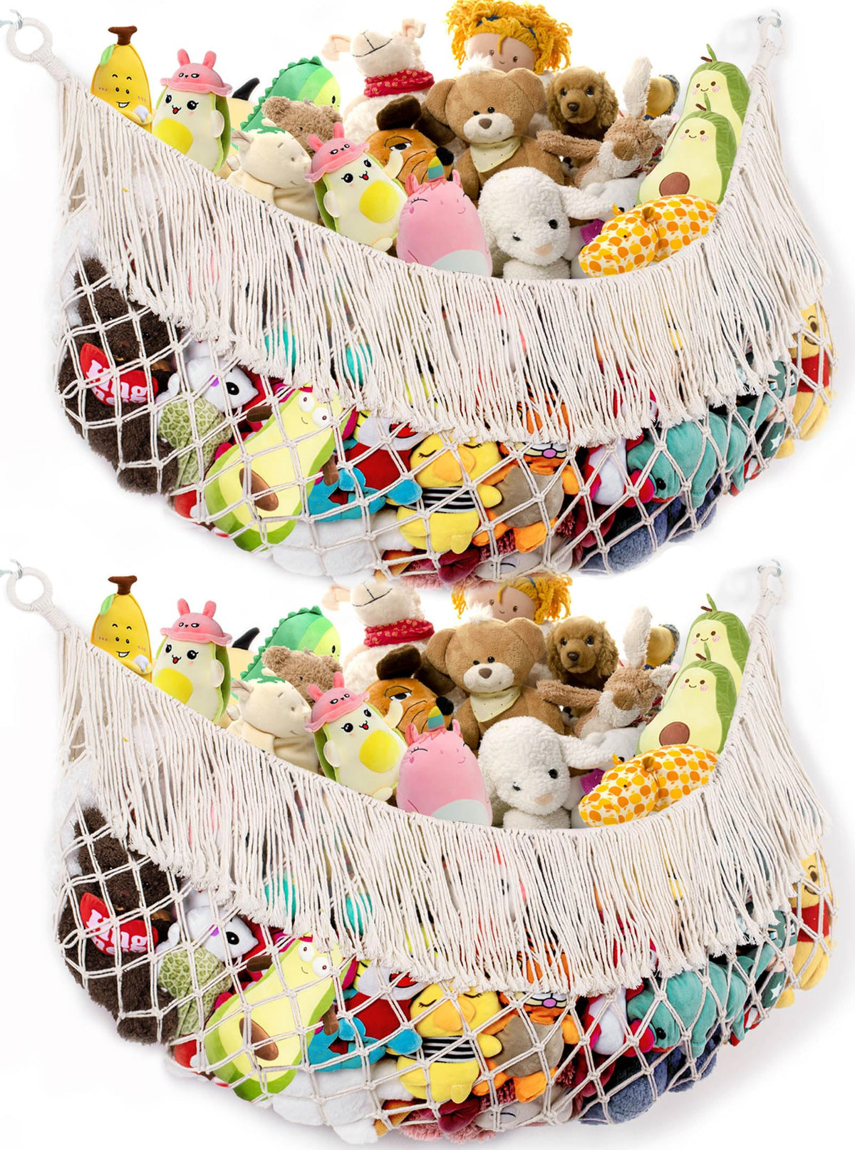 PrimZooty hammock cream 2pack wall mount stores plush toys neatly, reducing clutter