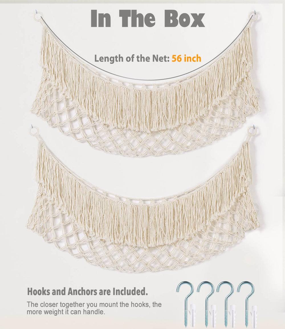 PrimZooty hammock cream flat-wall installation shows easy space-saving mounting