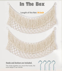 PrimZooty hammock cream flat-wall installation shows easy space-saving mounting