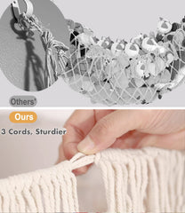 PrimZooty hammock cream hanging tassels demonstrate decorative wall pocket for toys