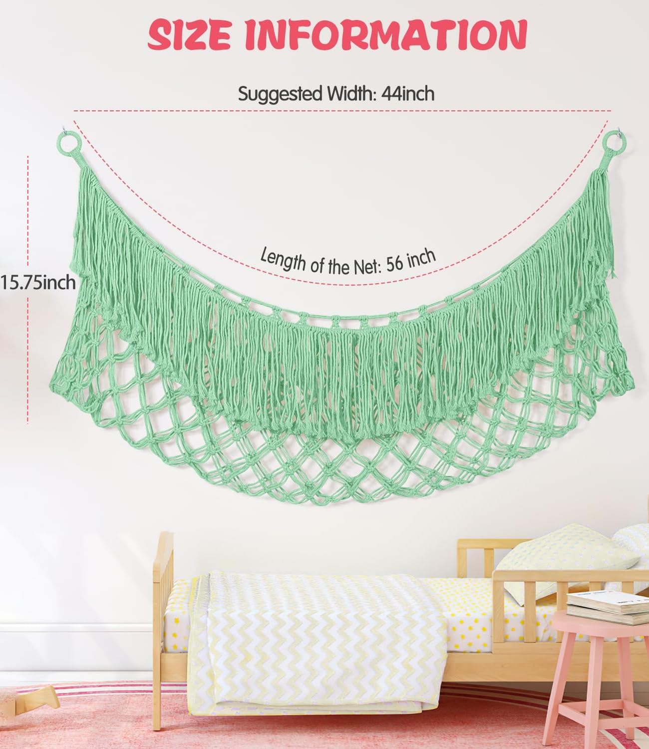 PrimZooty matcha green hammock with metal rings and included hooks for secure install.