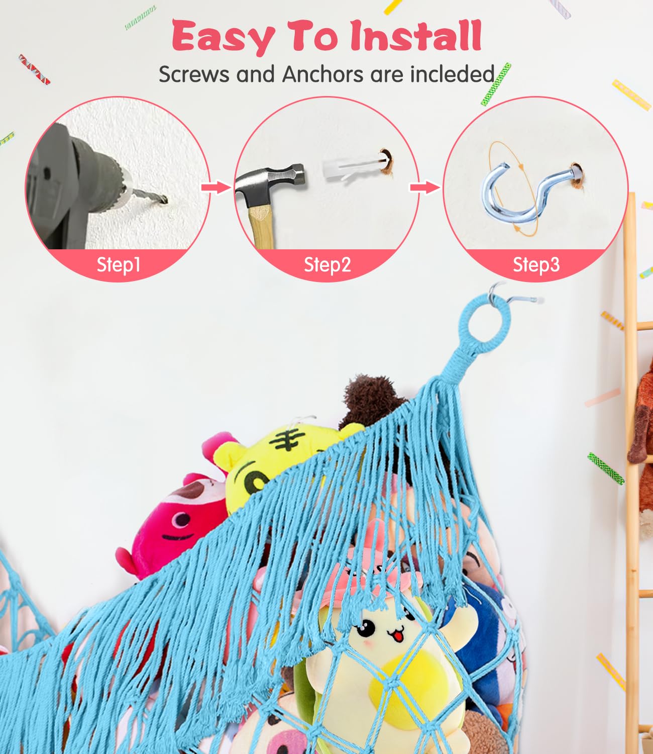 PrimZooty heavy cotton cord material ensures sturdy toy organization.
