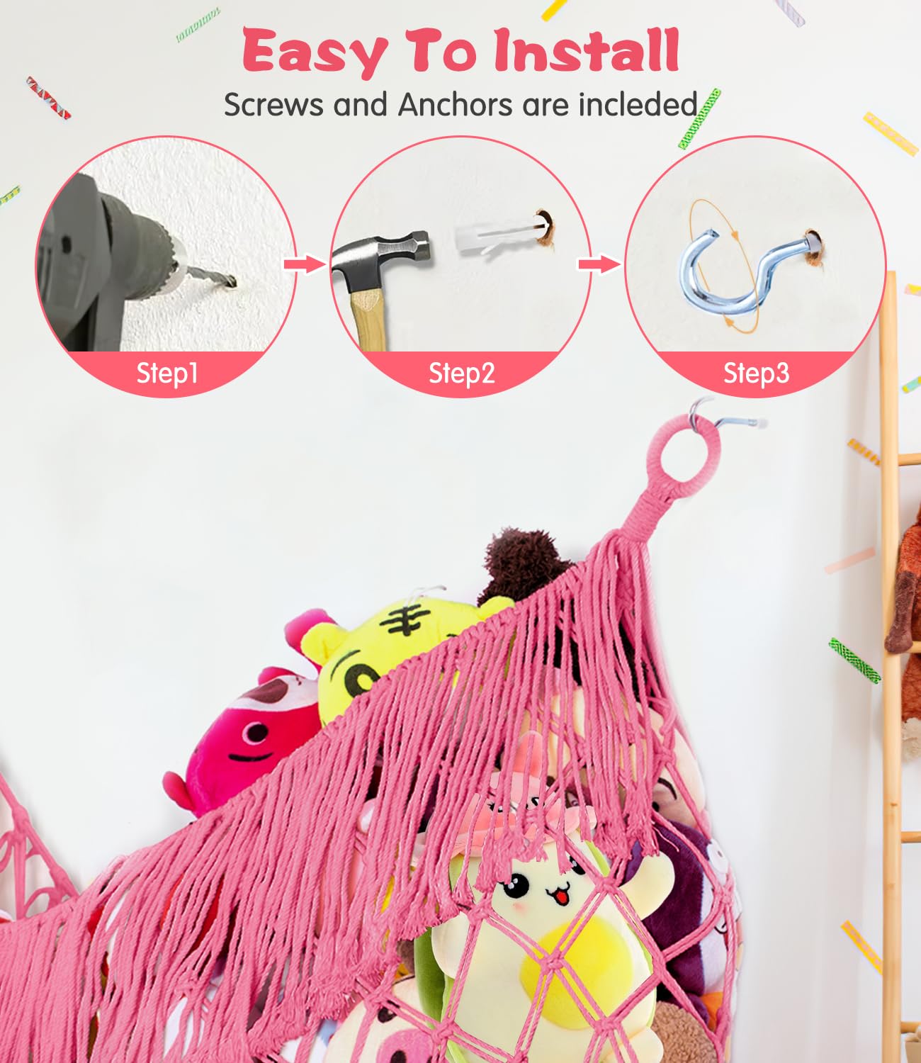 PrimZooty jumbo-size-capacity fits 40+ plush toys for quick cleanup.