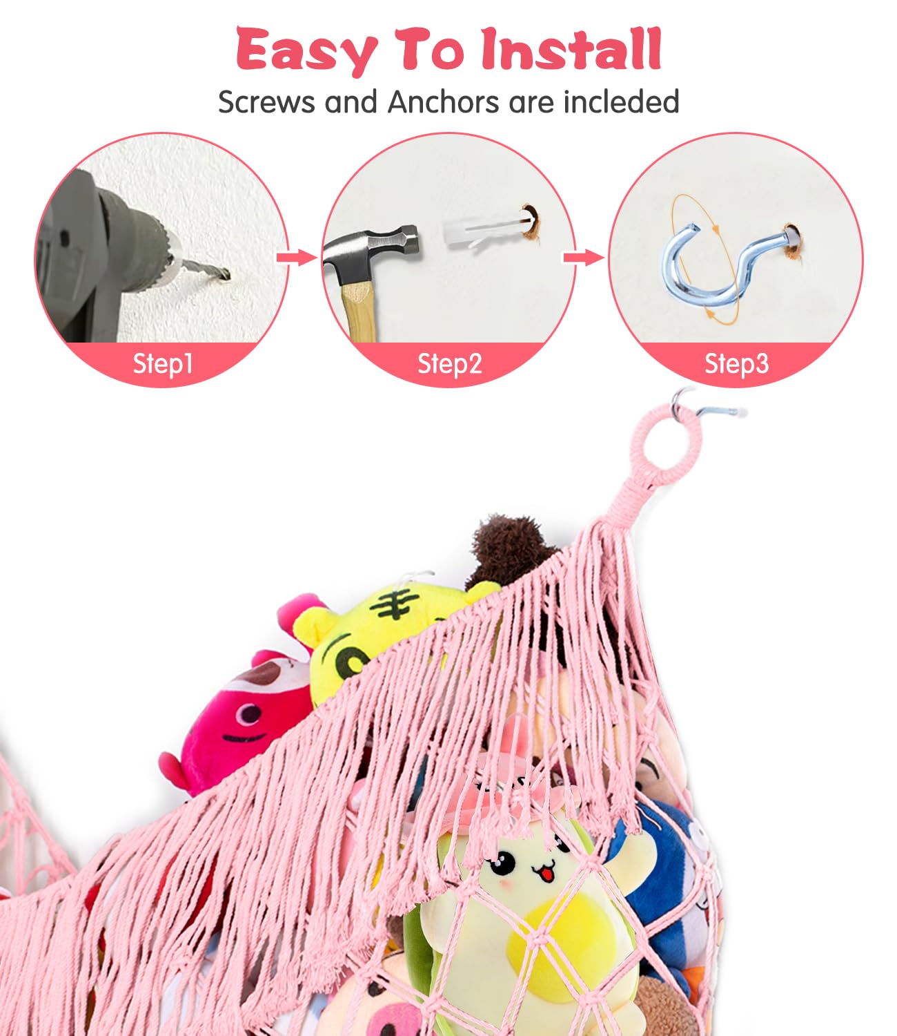 PrimZooty light pink hammock adds soft color while reducing clutter.