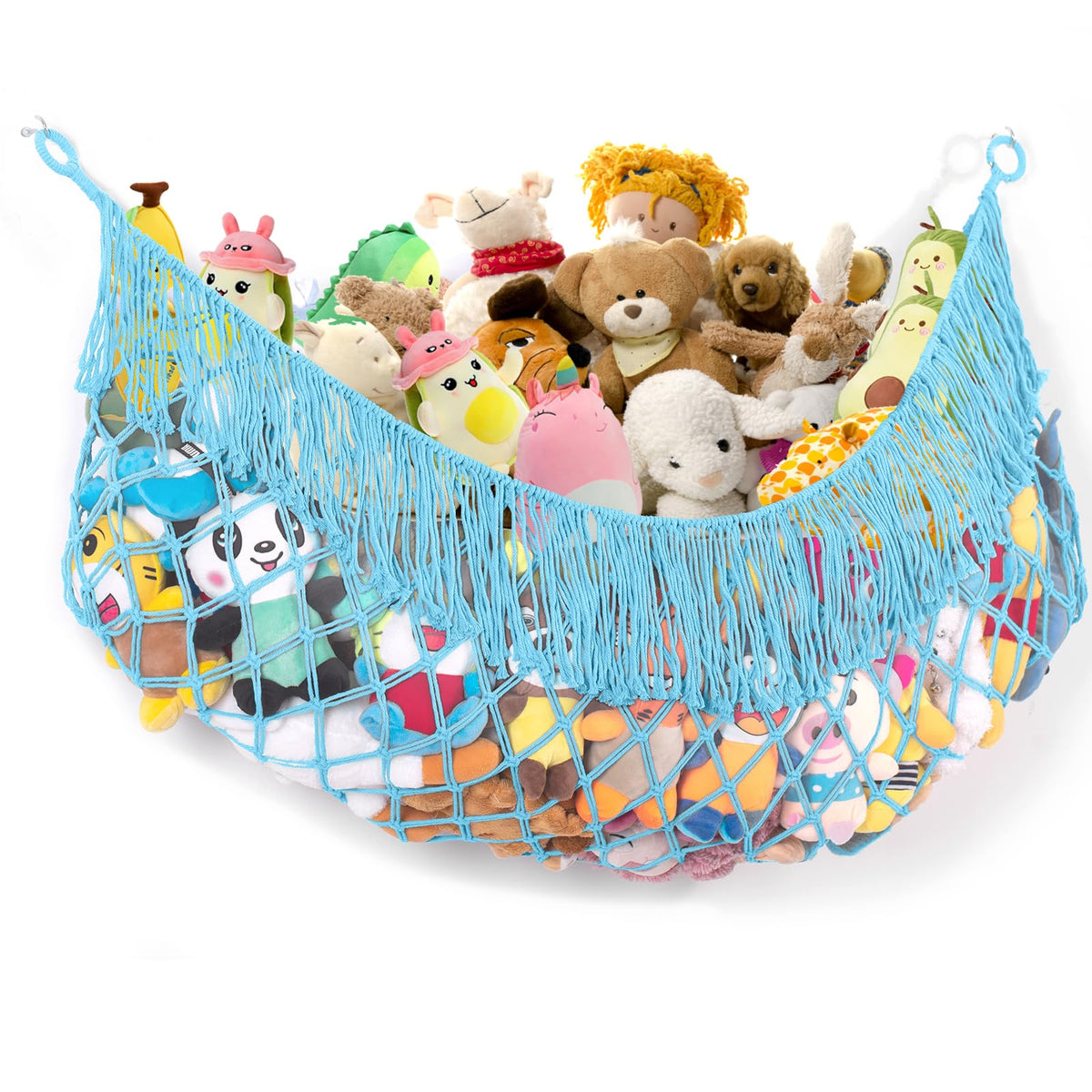PrimZooty stuffed animal hammock 56-inch long for plush toy organization and clutter reduction.