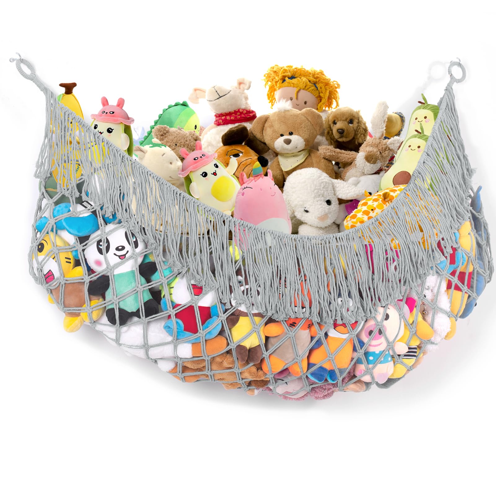 PrimZooty stuffed animal hammock 56 inch long demonstrates clutter free space and large capacity.