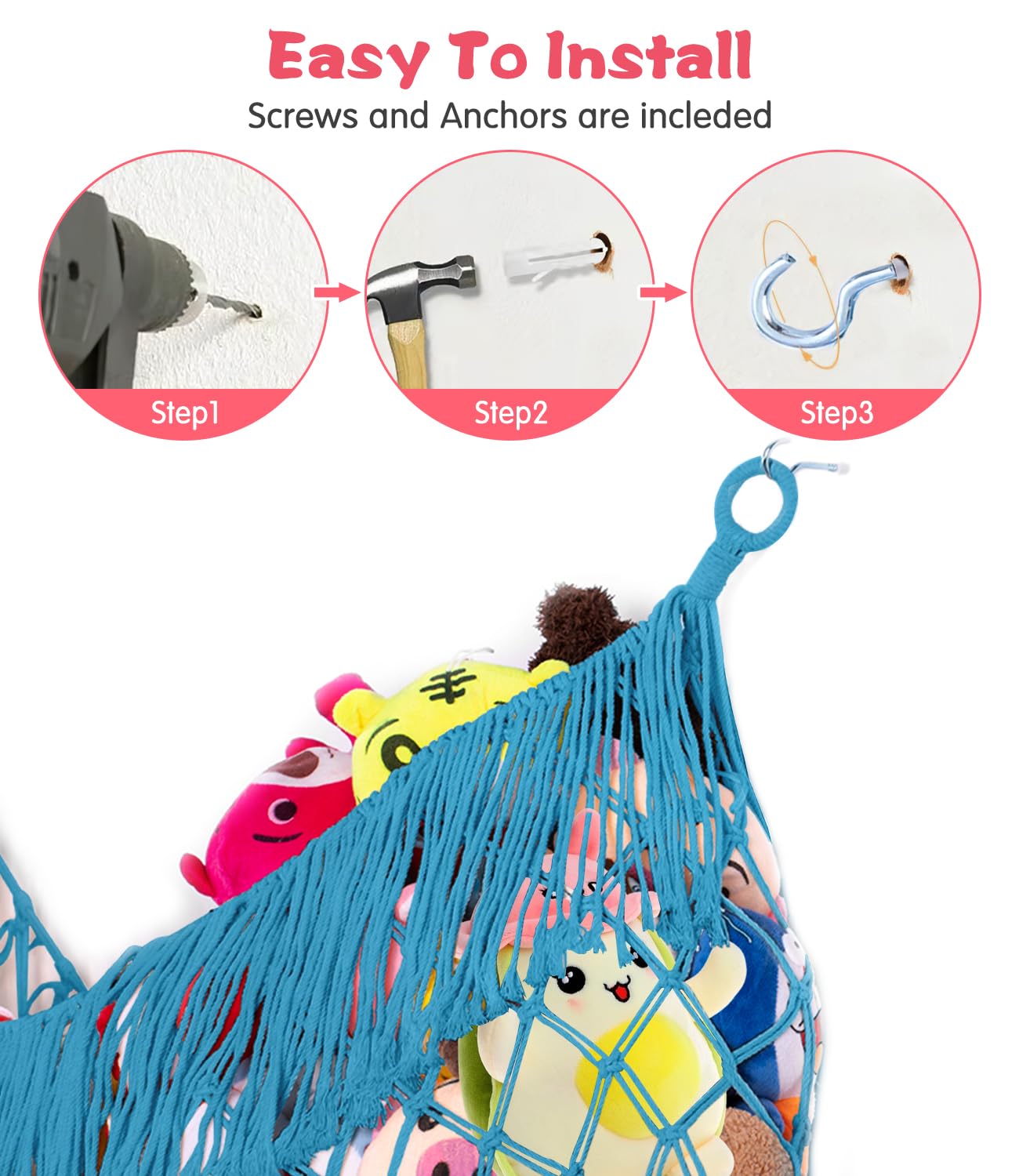 PrimZooty spacious storage image highlights capacity to tidy plush toys.