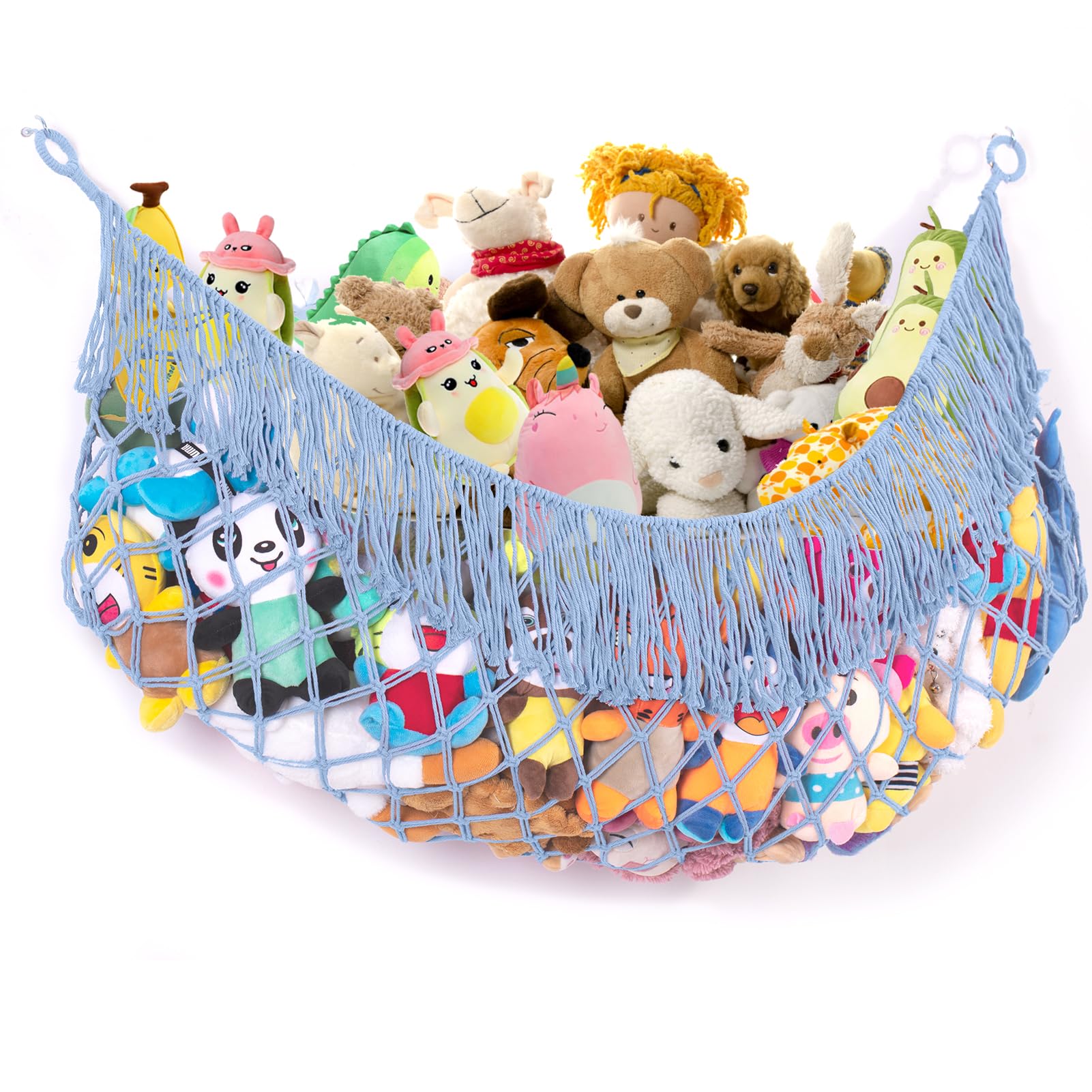 PrimZooty stuffed animal hammock 56in wall-holding plush toys to reduce floor clutter.