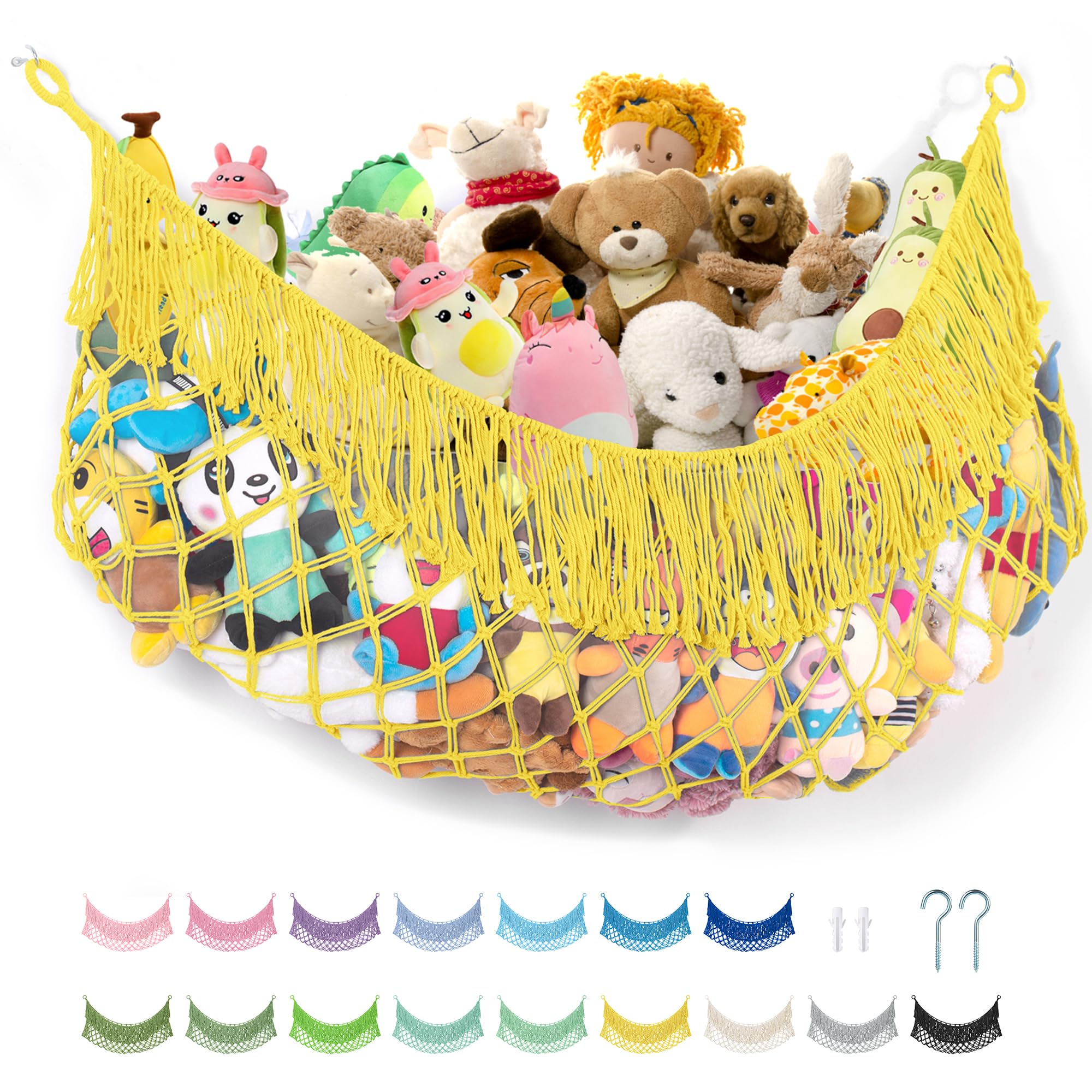PrimZooty stuffed-animal-hammock 63in wall-hanging keeps plush toys neatly stored and accessible