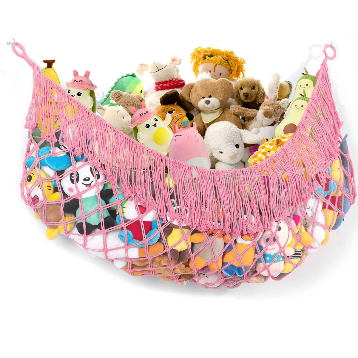 PrimZooty stuffed animal hammock 63inch wall-hanging organizes plush for a clutter-free playroom.