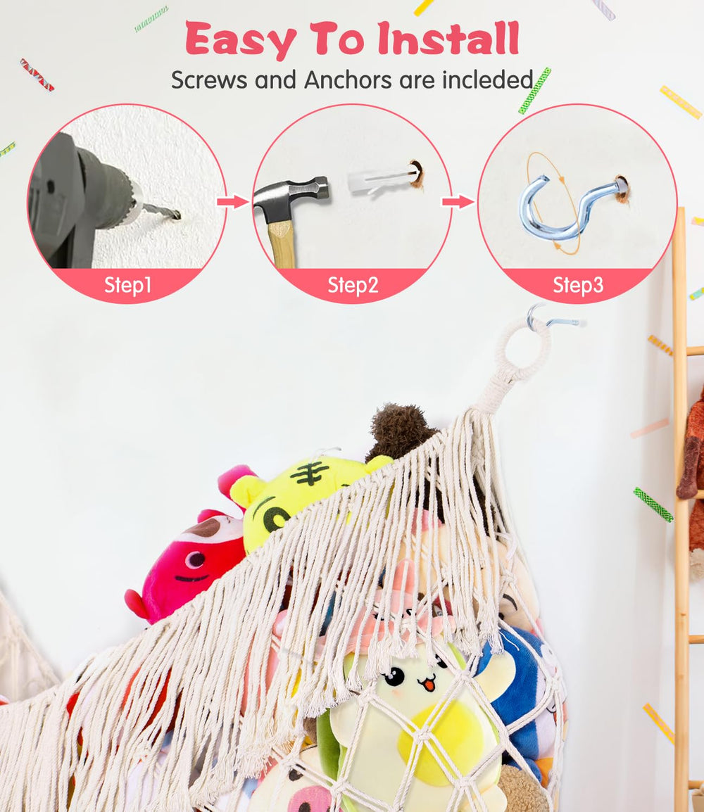 PrimZooty nursery decor hammock enhances playroom organization.