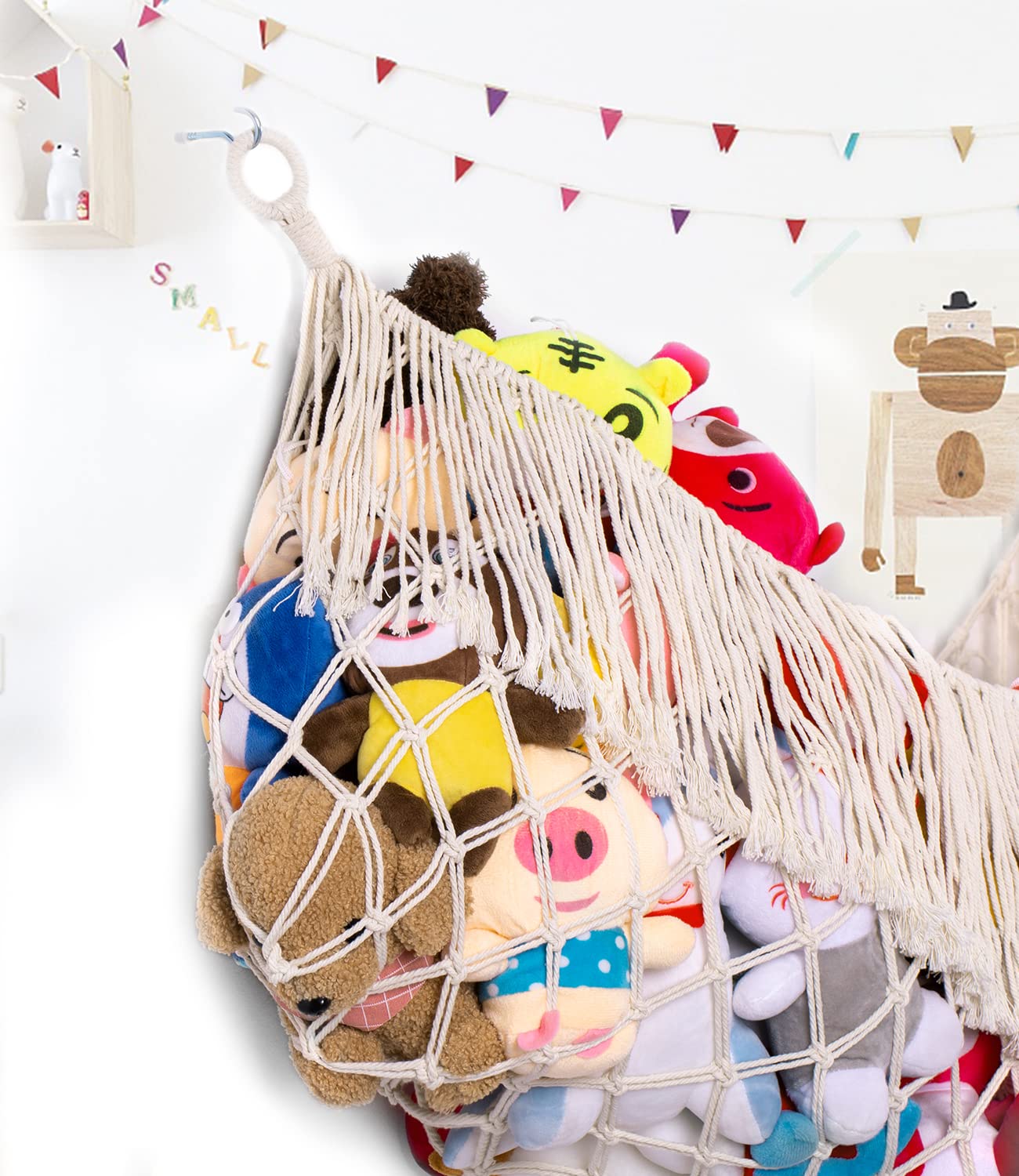 PrimZooty stuffed animal hammock organized playroom creates tidy space