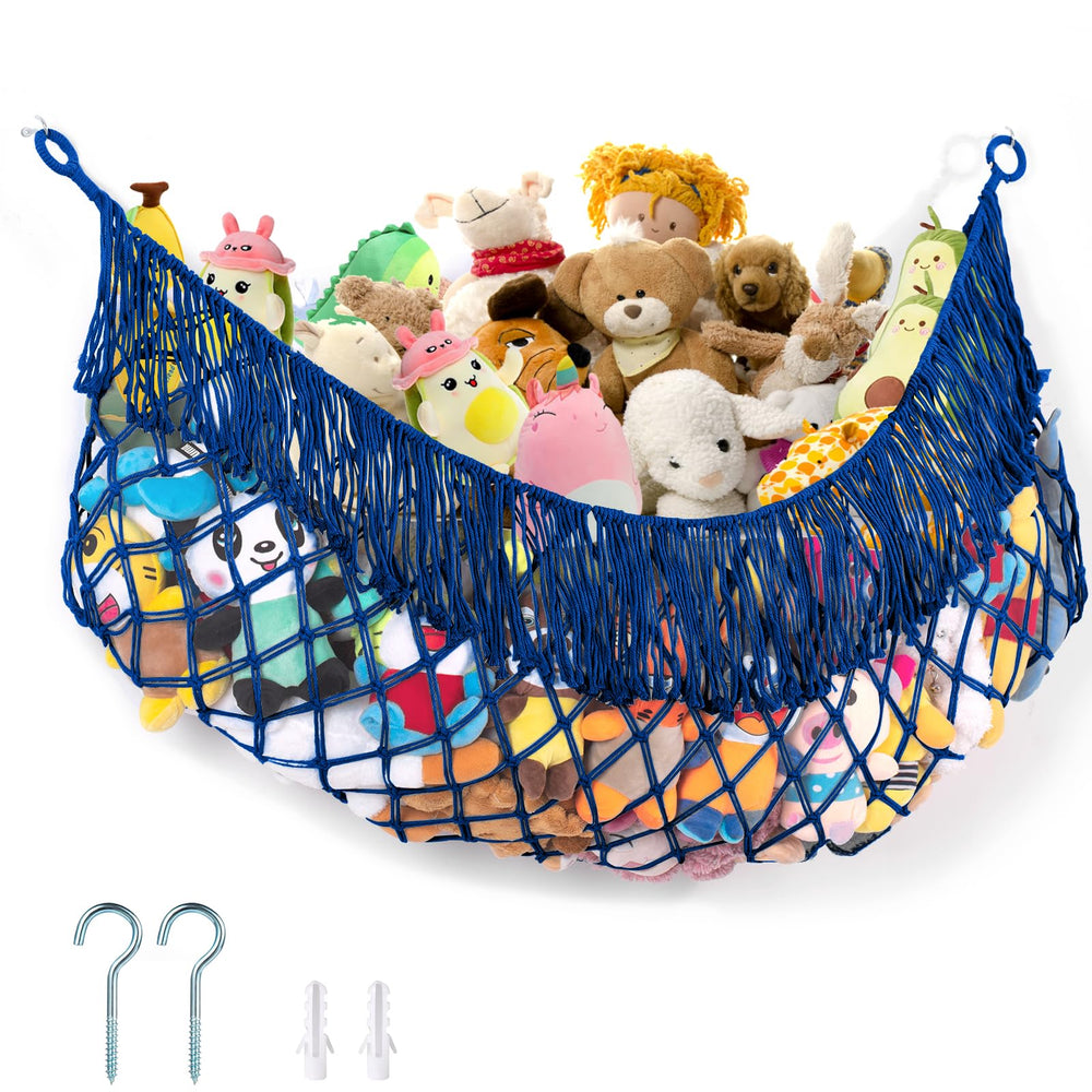 PrimZooty stuffed animal hammock sapphire 63inch wall-hanger keeps plushes organized and off floors.