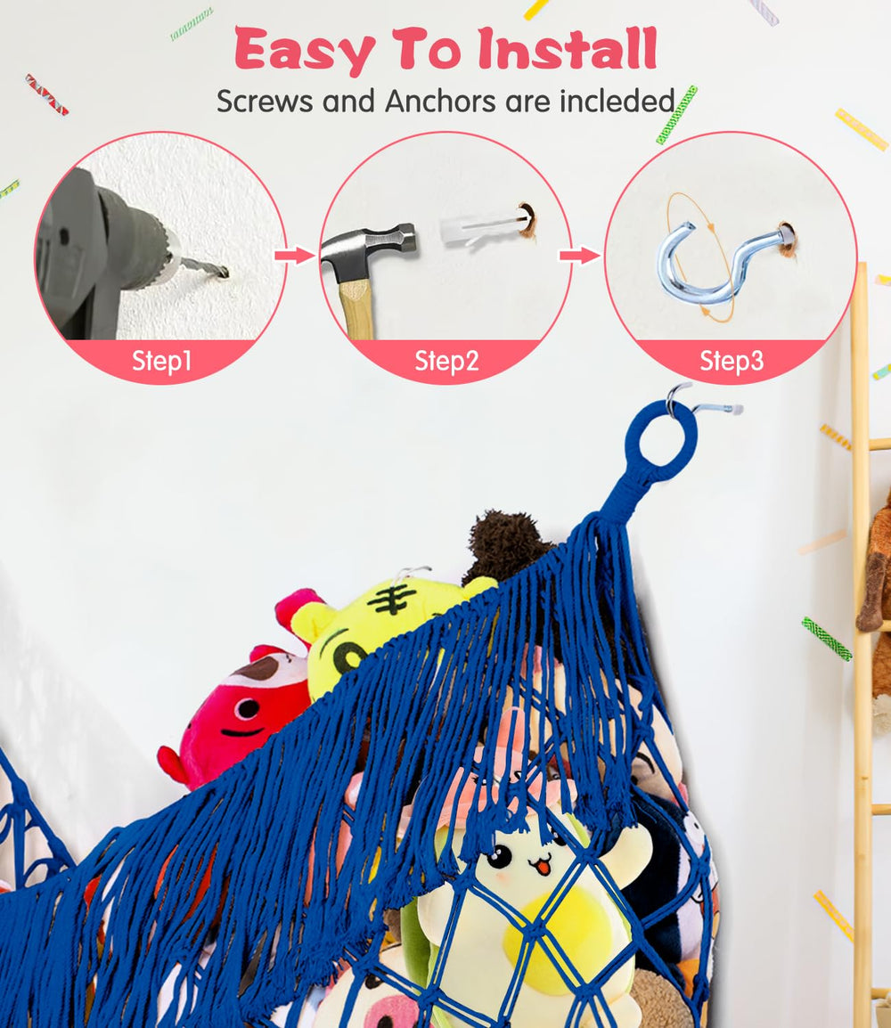 PrimZooty sapphire blue hammock adds vibrant organization to nursery decor