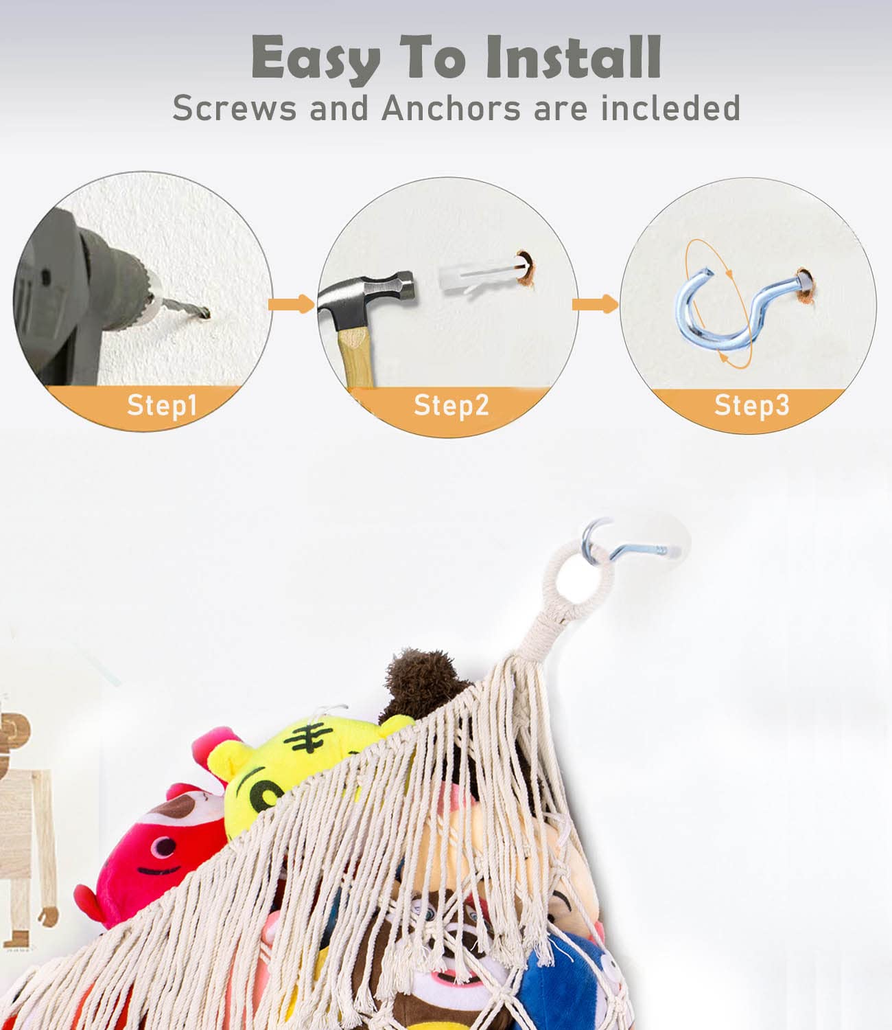 PrimZooty stuffed animal hammock tassel detail adds decorative touch