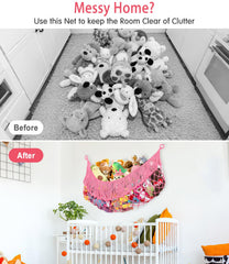 PrimZooty stuffed-animals-in-hammock keeps floors clear and kids engaged in tidy play.