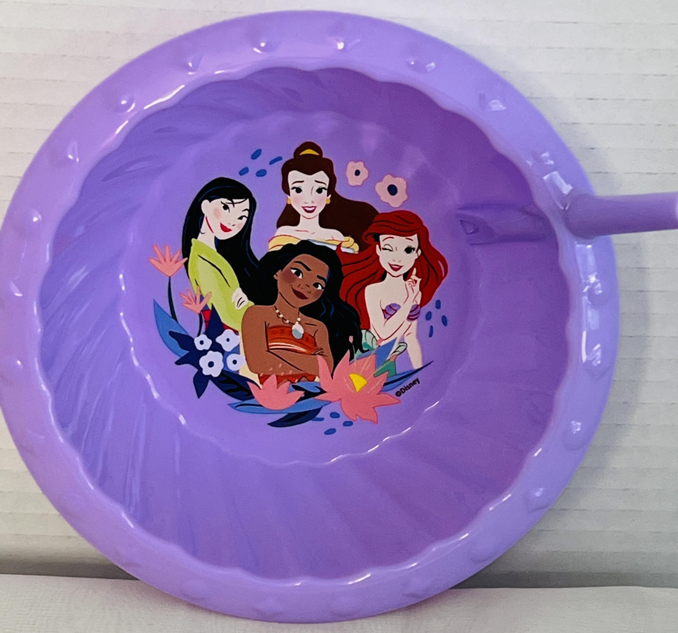 Princesses Purple Plastic Bowl with Sip Straw for spill-free meals and royal mealtime