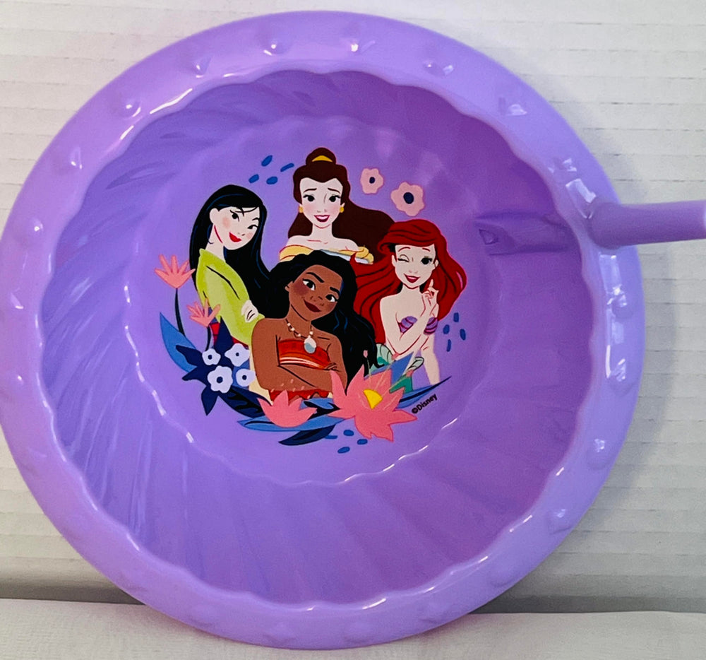 Princesses Purple Plastic Bowl with Sip Straw for spill-free meals and royal mealtime