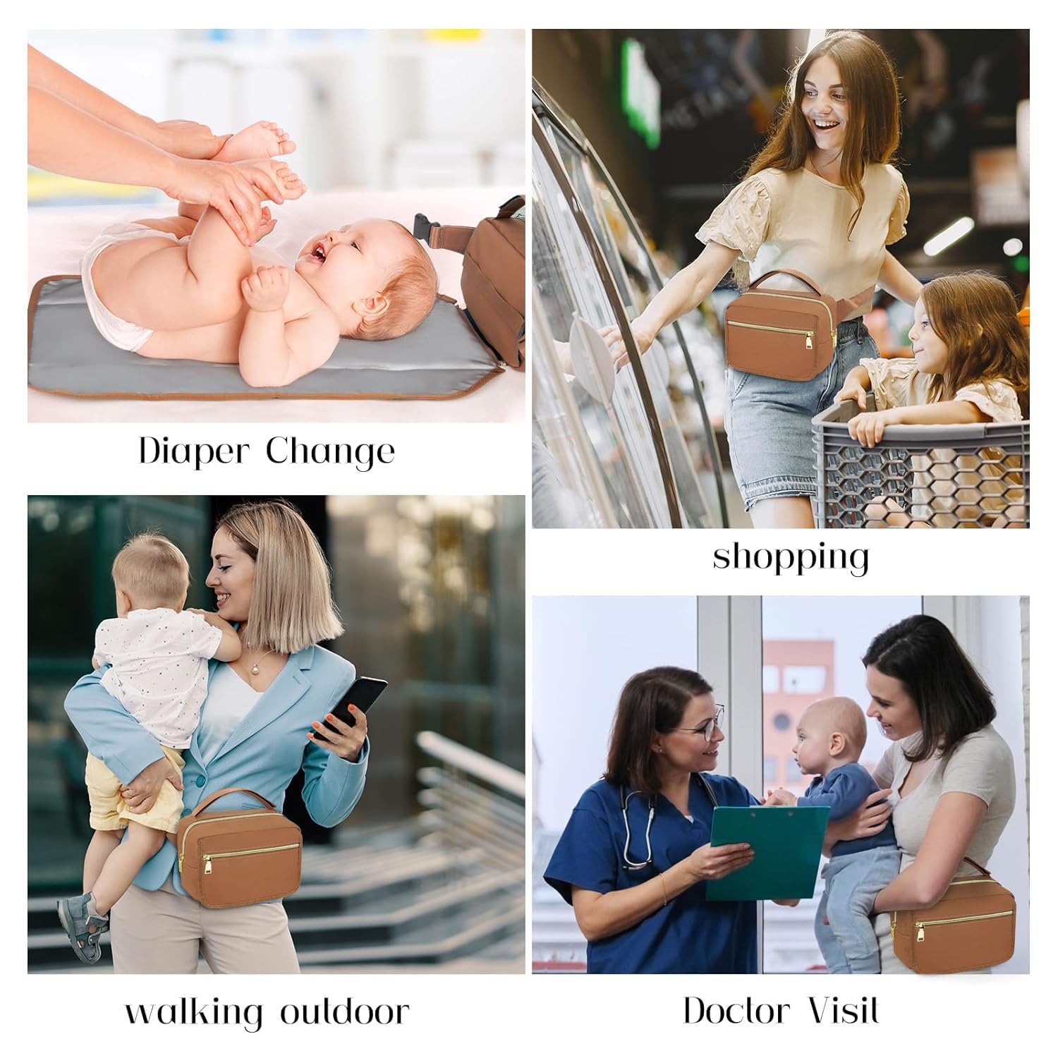 Printe diaper bag durable water-resistant fabric for daily use.