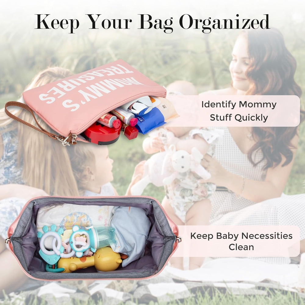 Printe mommy diaper bag tote pink wet-pocket helps separate damp items