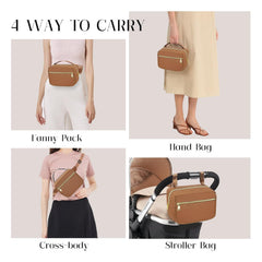 printe small diaper bag brown front pocket highlights organized wipes and compartments