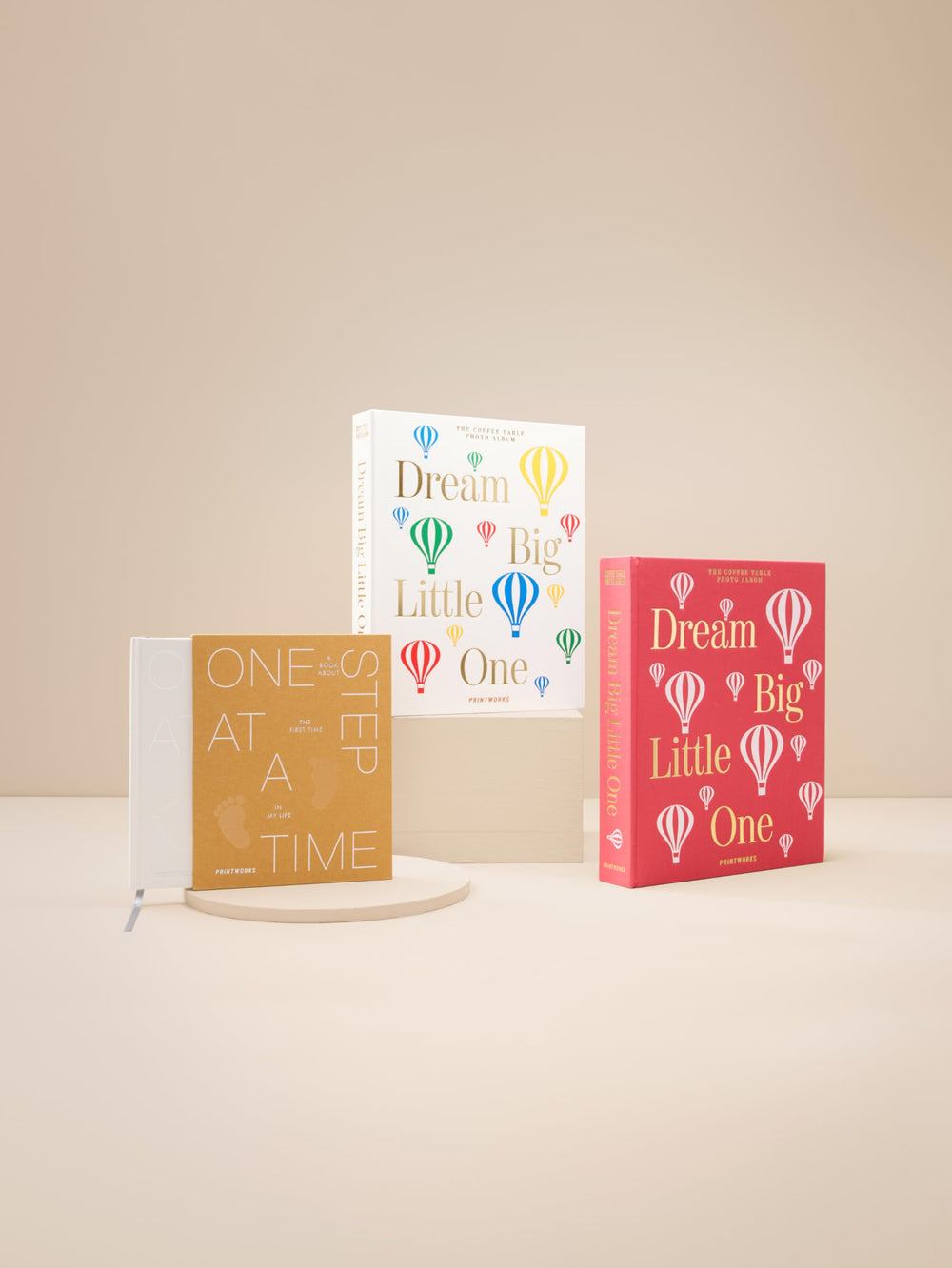 PrintWorks Dream Big Little One beige gift-ready memory book for new parents.