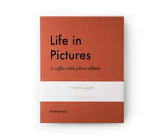 PrintWorks Life in Pictures album cover showcasing elegant durability for a coffee-table display.