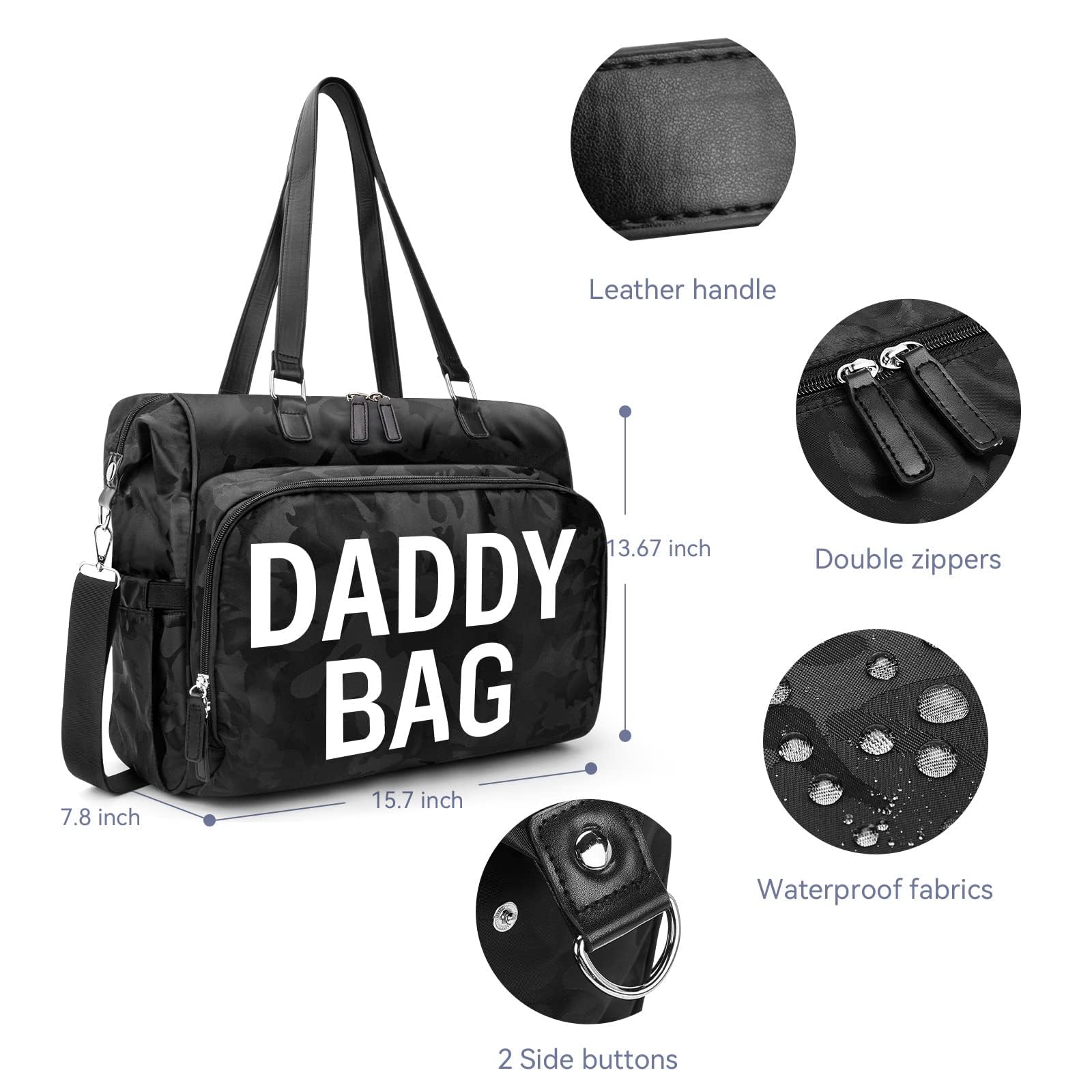 Pripher Daddy Bag waterproof durable fabric protects belongings.