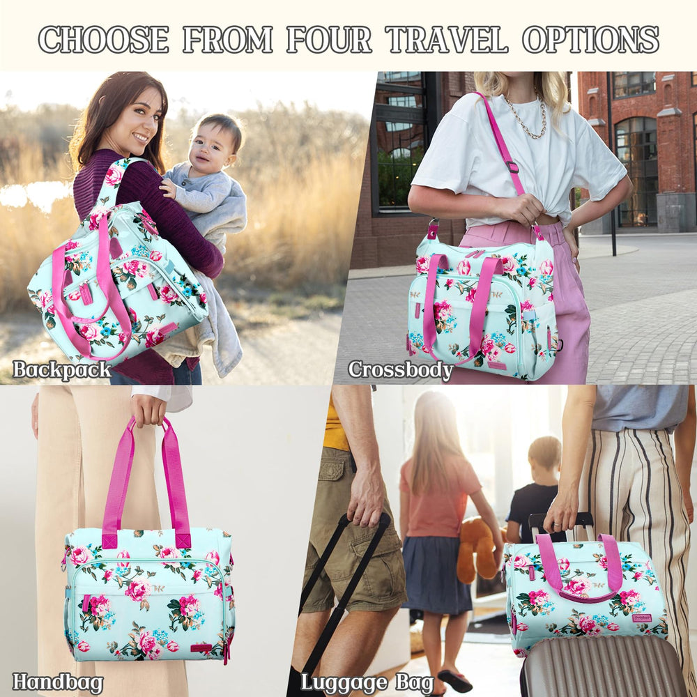 Pripher Diaper Bag Backpack insulated bottle pockets support on-the-go feeding.