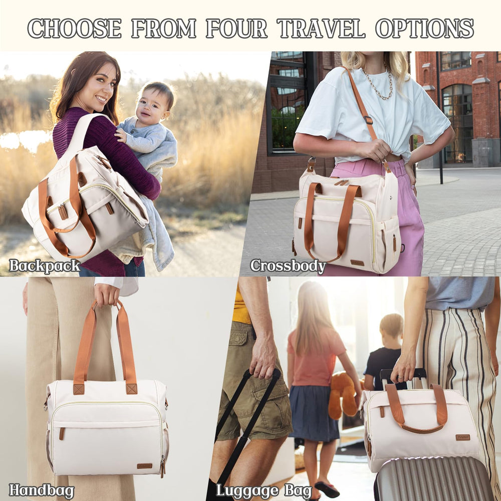 Pripher diaper bag backpack open main compartment reveals 28L capacity for essentials.