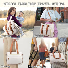 Pripher diaper bag backpack open main compartment reveals 28L capacity for essentials.
