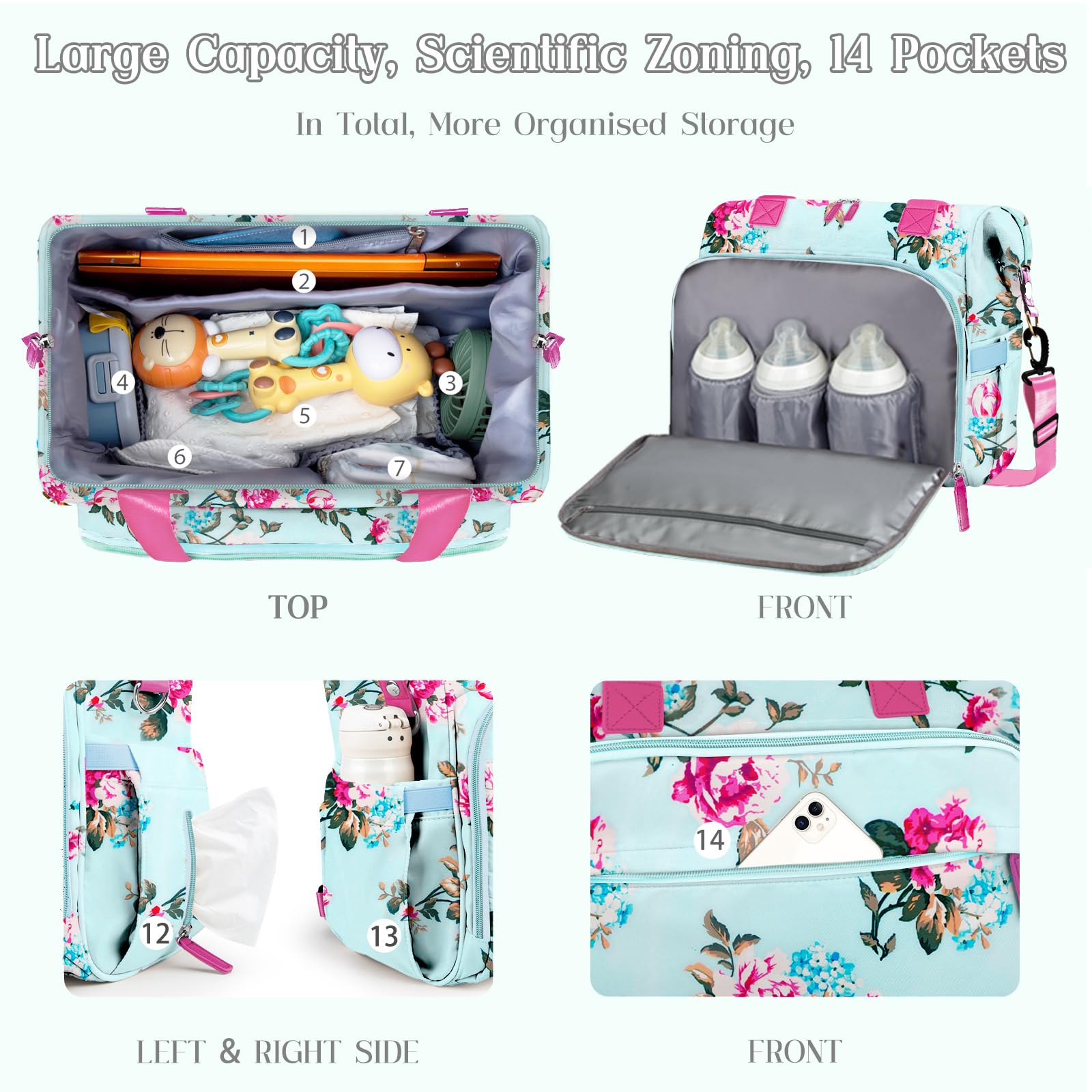 Pripher Diaper Bag Backpack removable shoulder strap adds versatile carrying options.