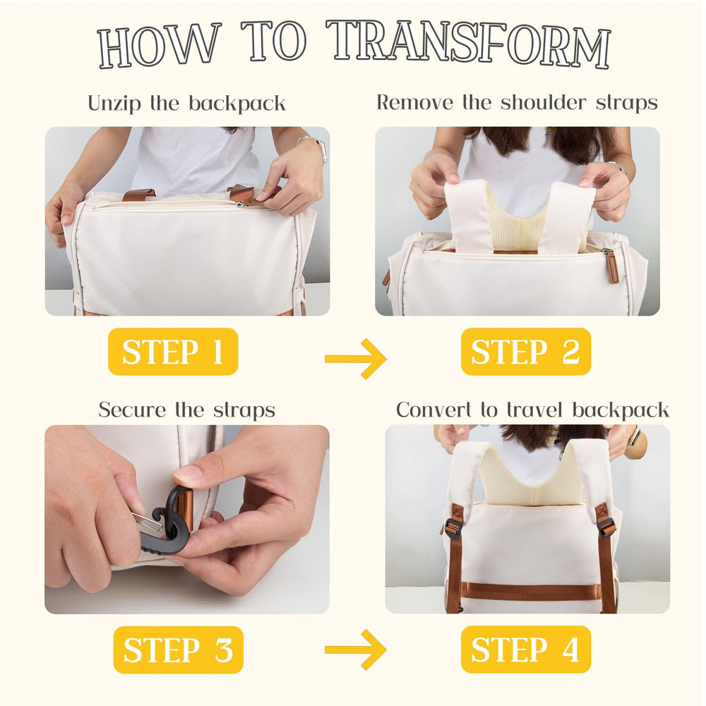 Pripher diaper bag detachable shoulder strap enables hands-free transitions.