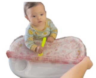 PRISTINE AID highchair tray covers in red characters keep trays clean during weaning.