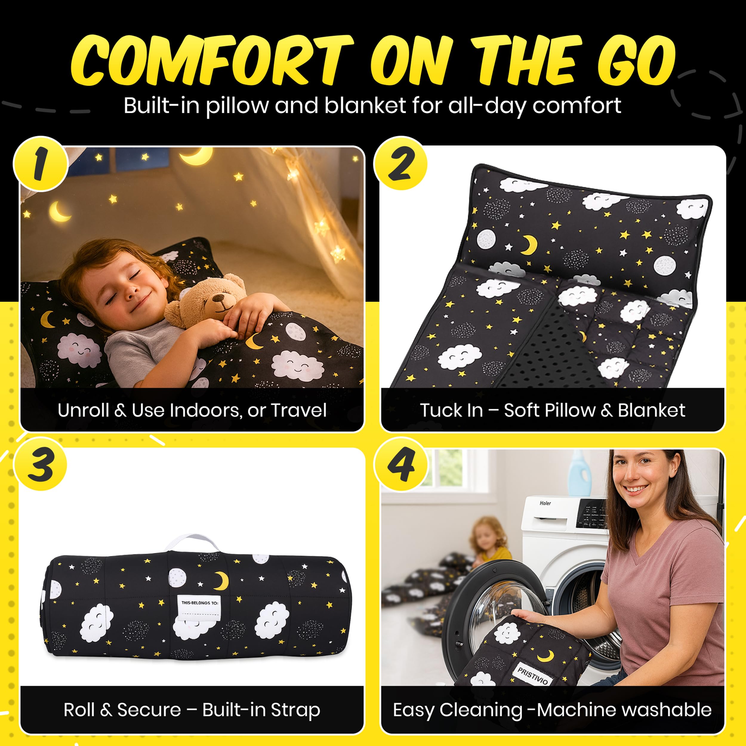 PRISTIVIO nap mat with reinforced stitching for durability