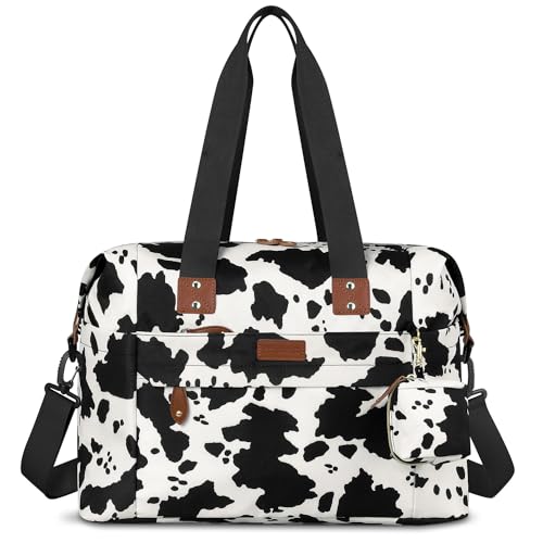 Pritent cowprint diaper bag tote pacifier case enables quick access to small essentials.