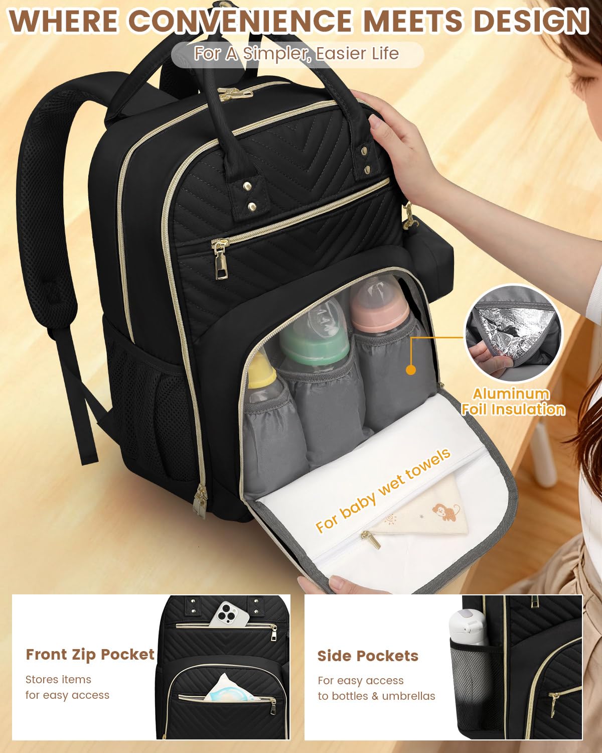 Pritent diaper bag backpack uses durable materials built for daily use.