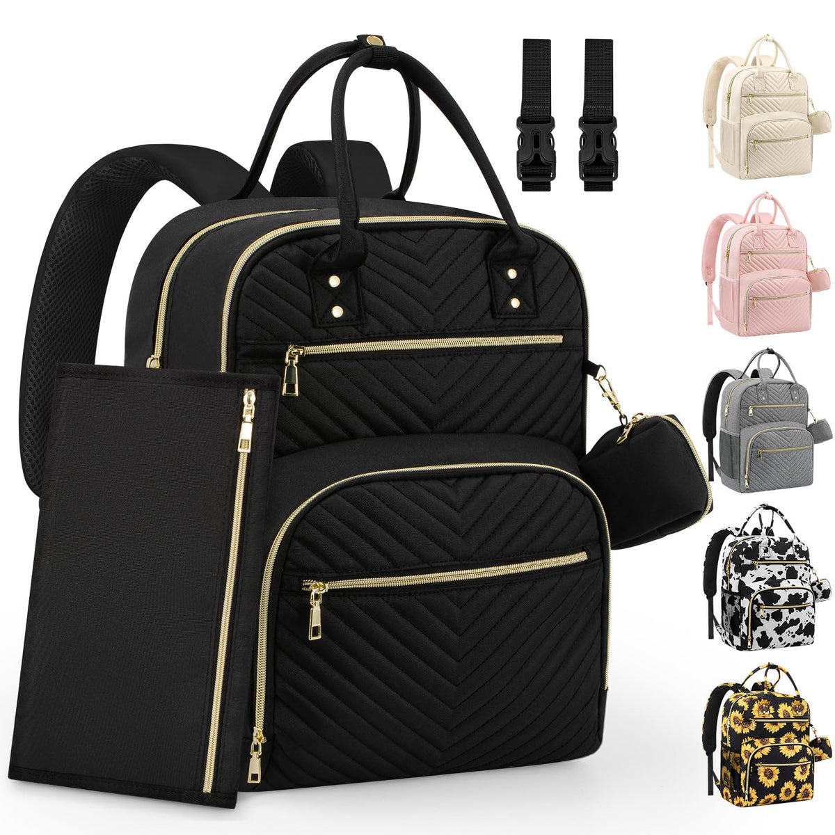 Pritent diaper bag backpack with spacious interior for easy baby-essentials storage.