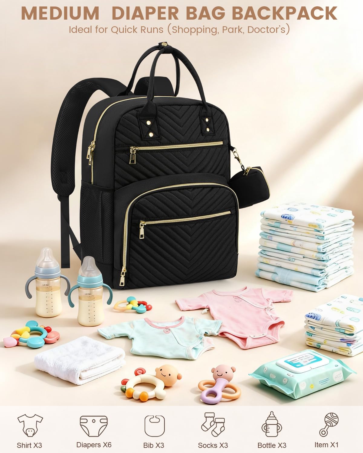 Pritent diaper bag with bottle pockets supports feeding on the move.