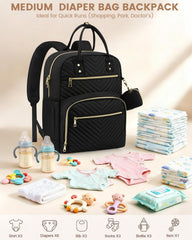 Pritent diaper bag with bottle pockets supports feeding on the move.