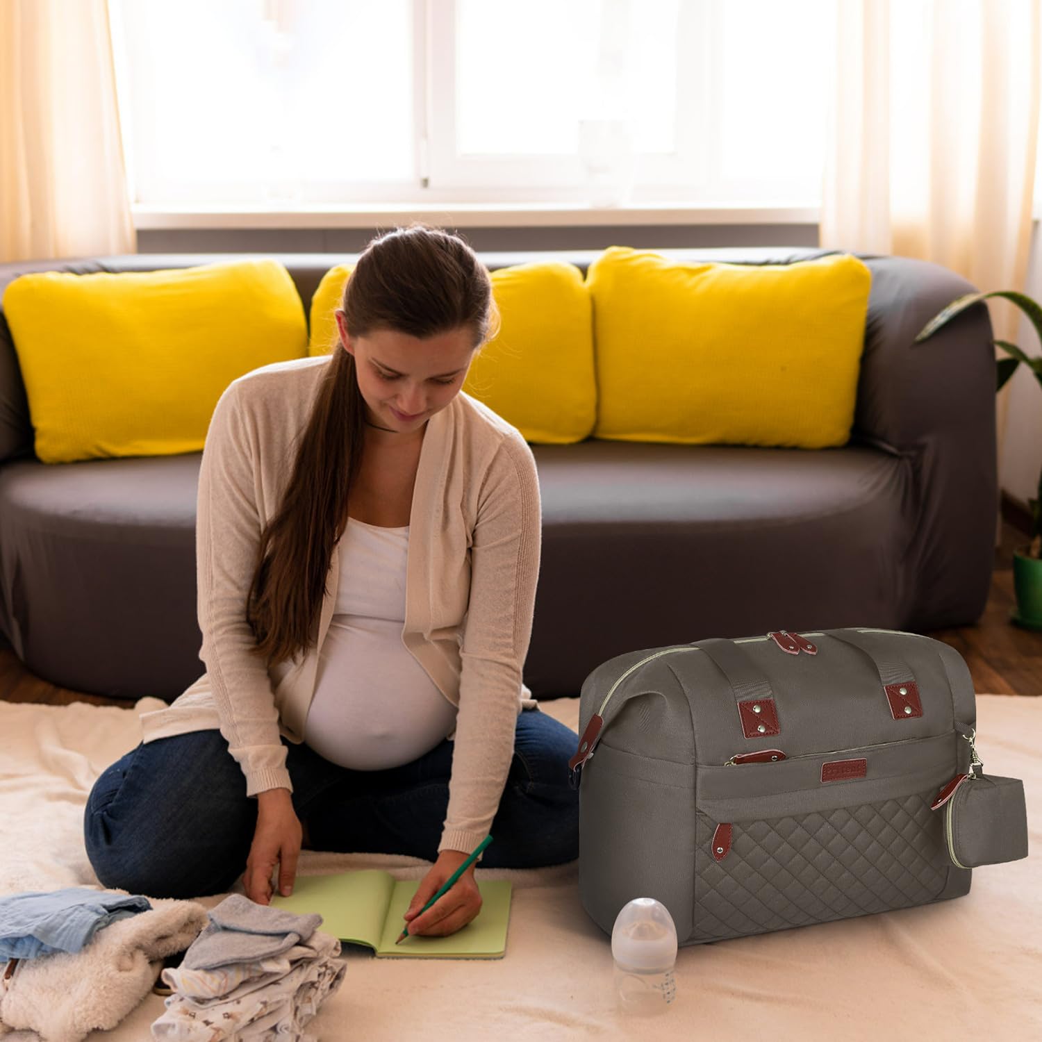 Pritent diaper bag tote cleans easily, resisting wear during busy days.