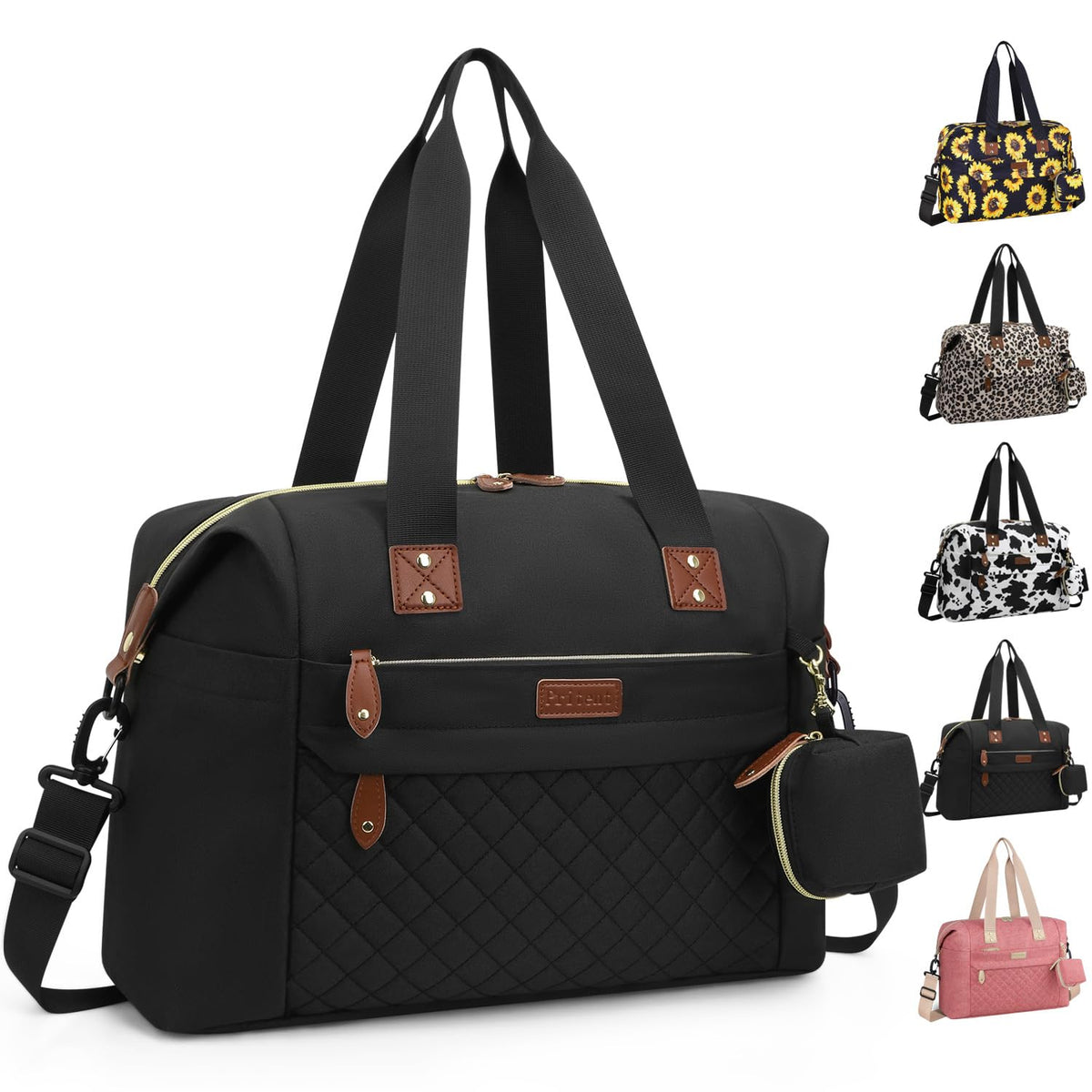 Pritent Diaper Bag Tote front view showcases roomy pockets for daily baby gear.