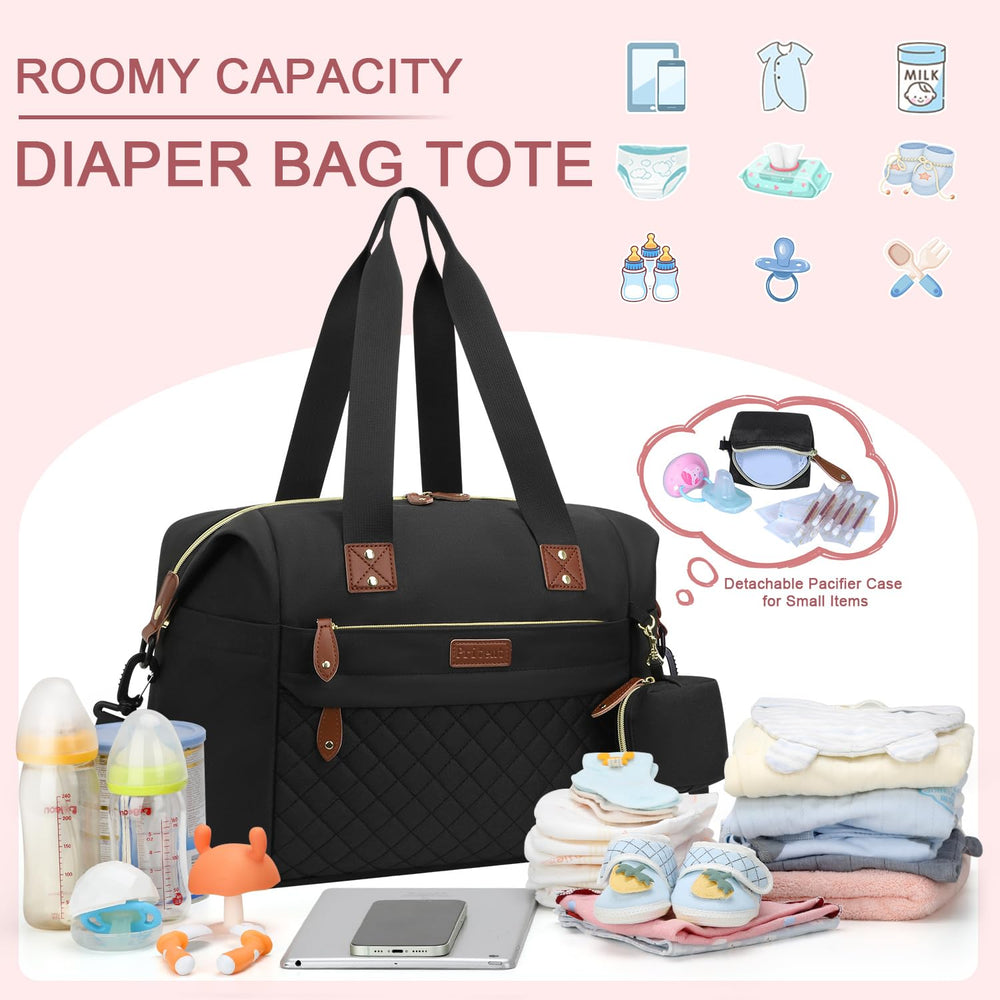 Pritent Diaper Bag Tote interior view showing organized compartments and easy access.