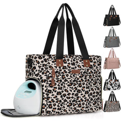 Pritent Diaper Bag Tote leopard front view, stylish, on-the-go organization for essentials