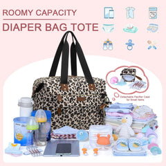 Pritent diaper bag tote leopard pacifier case keeps essential soothing items within reach