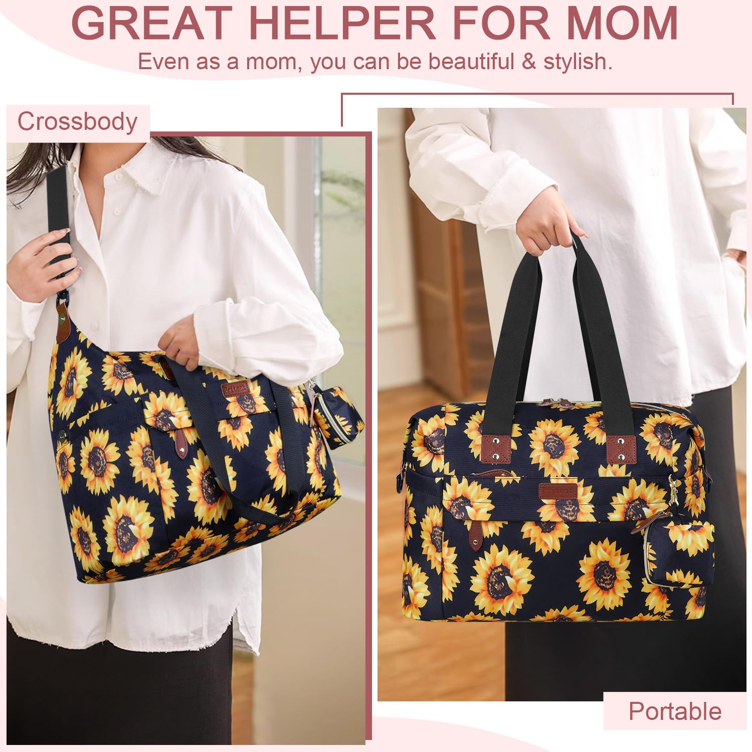 Pritent diaper bag tote multiple-pockets layout simplifies organizing diapering, feeding, and care items