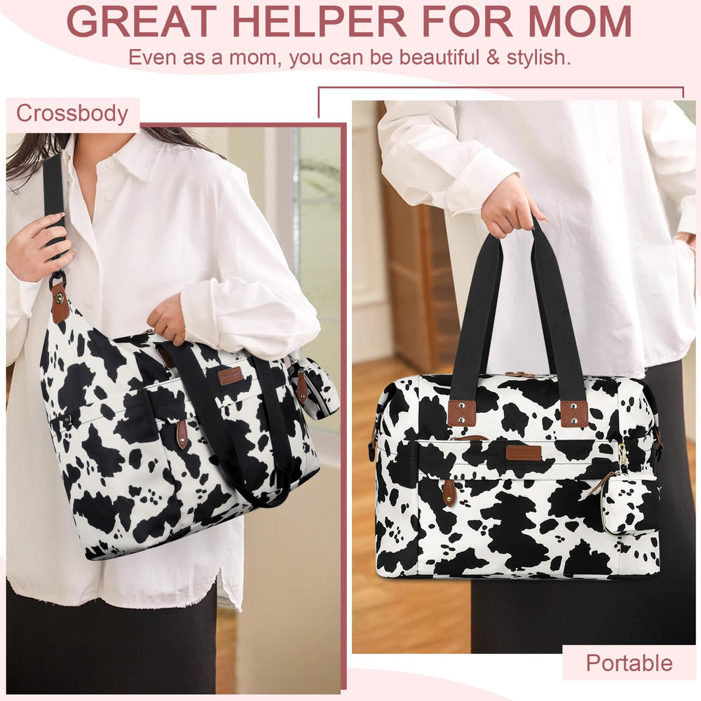 Pritent diaper bag tote shoulder strap offers comfortable hands-free carrying.