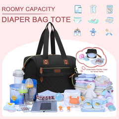 Pritent diaper bag tote shoulder strap demonstrates comfortable carry for long days on the go.