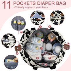Pritent diaper bag tote stroller clips secure the bag during stroller rides.