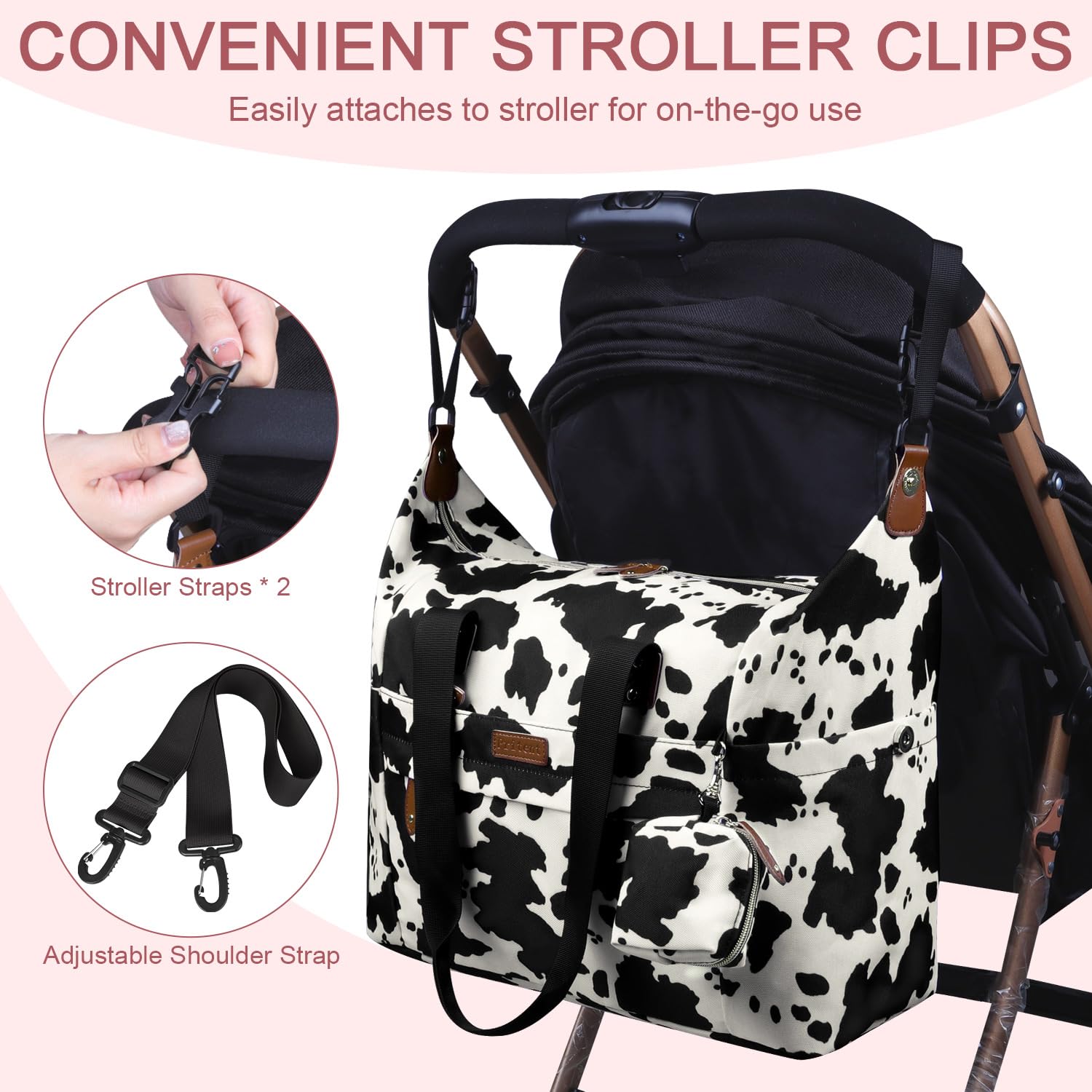 Pritent diaper bag tote waterproof fabric helps with easy cleaning after spills.